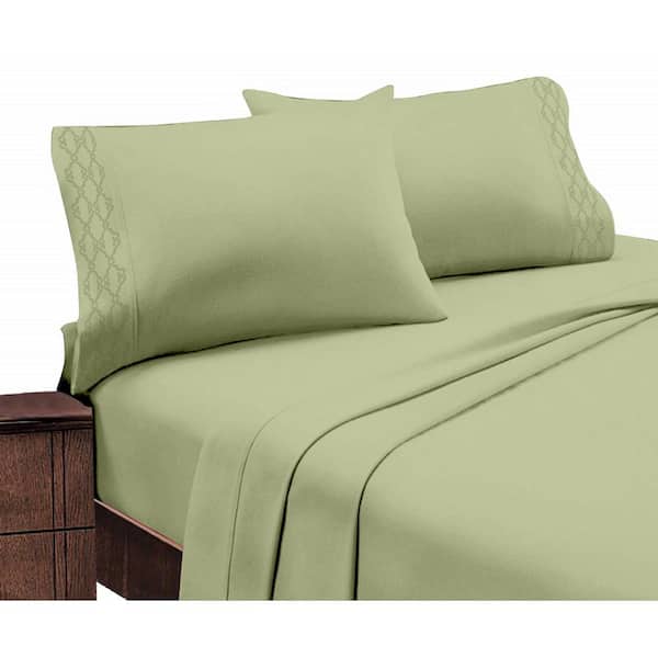 Unbranded Home Sweet Home Extra Soft Deep Pocket Embroidered Luxury Bed Sheet Set - Full, Sage