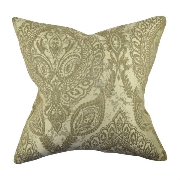 Vesper Lane Damask Tan Abstract 20 in. x 20 in. Throw Pillow