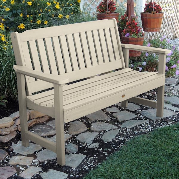 Highwood Lehigh 5 ft. 2-Person Whitewash Recycled Plastic Outdoor Garden Bench