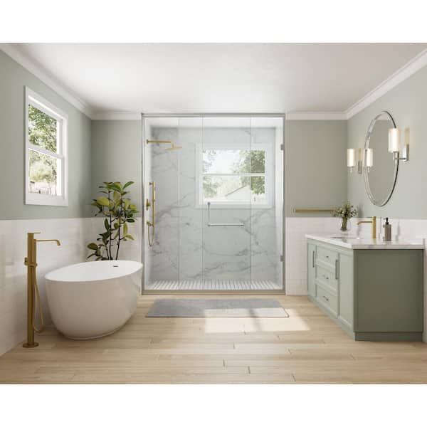 Dual 2-Spray Wall Mount 10 in. Shower Faucet 2.5 GPM with Pressure Balance, Slide Bar in Brushed Gold Valve Included