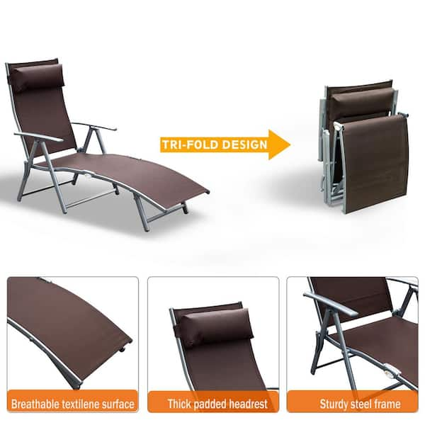 Outsunny Patio Sun Lounger Garden Textilene Foldable Reclining