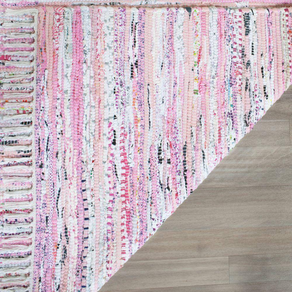 Hand-Woven Light Blue Cotton Rectangular Rug, 6' x 9'
