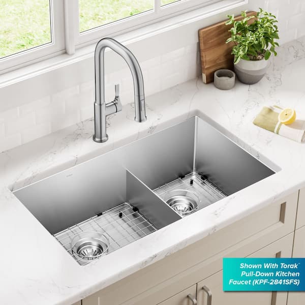 エルセーヌNO.600ST 700S KRAUS Standart PRO 32 in. Undermount 60/40 Double Bowl 16 Gauge