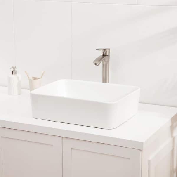 19 in. L x 15 in. W above Counter Ceramic Rectangle Bathroom Vessel Sink White