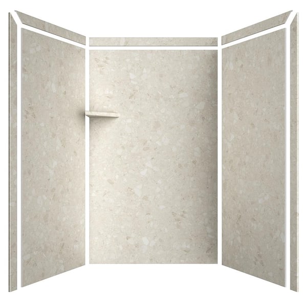 Elegance 36 in. x 48 in. x 80 in. 9-Piece Easy Up Adhesive Alcove Shower Wall Surround in Calabria