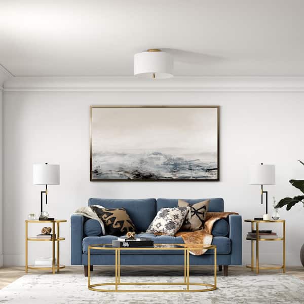 Meyer&Cross Ellis 16 in. Brass and White Semi Flush Mount with Meyer&Cross Ellis 16 in. Brass and White Semi Flush Mount with