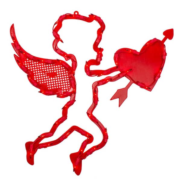 Northlight 17 in. Lighted Valentine's Day Cupid with Heart Window Silhouette