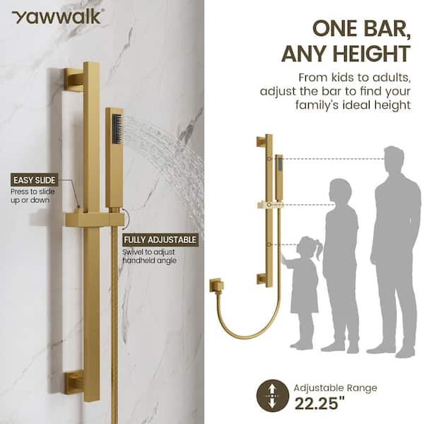 YAWWALK 3-Spray 10 and 6 in. Wall Mount Dual Shower Heads and