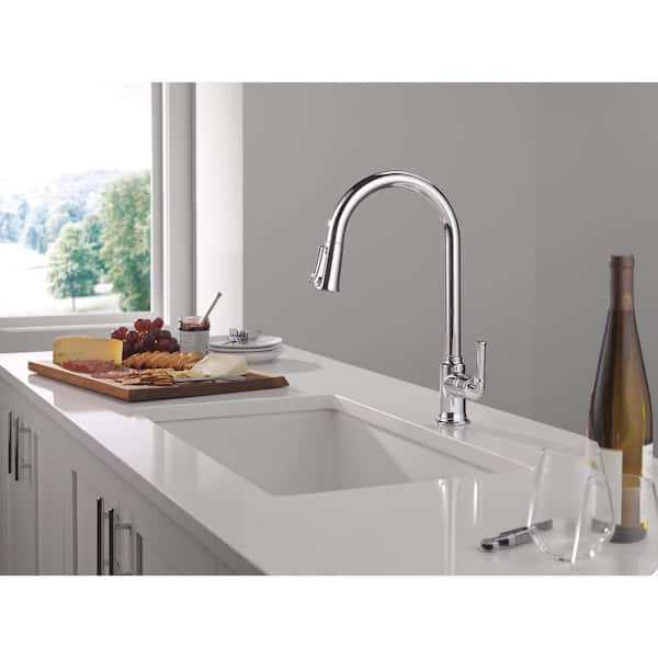 Tolmac Single Handle Pull Down Sprayer Kitchen Faucet in Chrome
