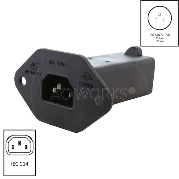 AC WORKS IEC C14/ SHEET E with Mounting Holes to U. S. Household