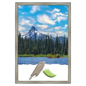 Salon Scoop Silver Wood Picture Frame Opening Size 20 x 30 in.