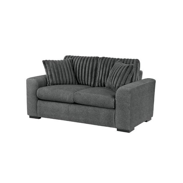 Benjara Zian 39 in. Solid Microfiber and Corduroy 2-Seater