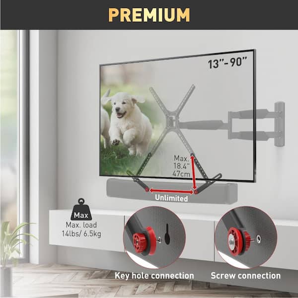 Barkan No Drill Soundbar Mount for Speakers up to 14.3 lbs. Fits 29 in. to 80 in. TVs