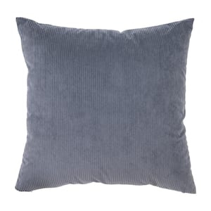 Blue Corda Ribbed 18 in. x 18 in. Throw Pillow