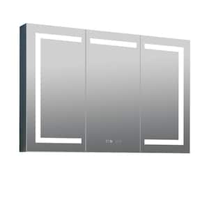 48 in. W x 32 in. H Rectangular Surface or Recessed Mount Dimmable Three Doors Bathroom Medicine Cabinet with Mirror
