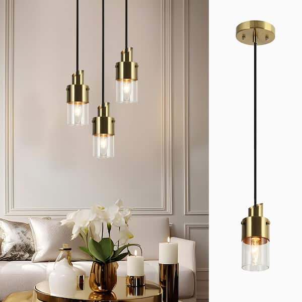 Coluse Modern 4.7 in. 1-Light Mini Brass Pendant Light, Nordic Black Hanging Pendant with Clear Glass for Dining Room