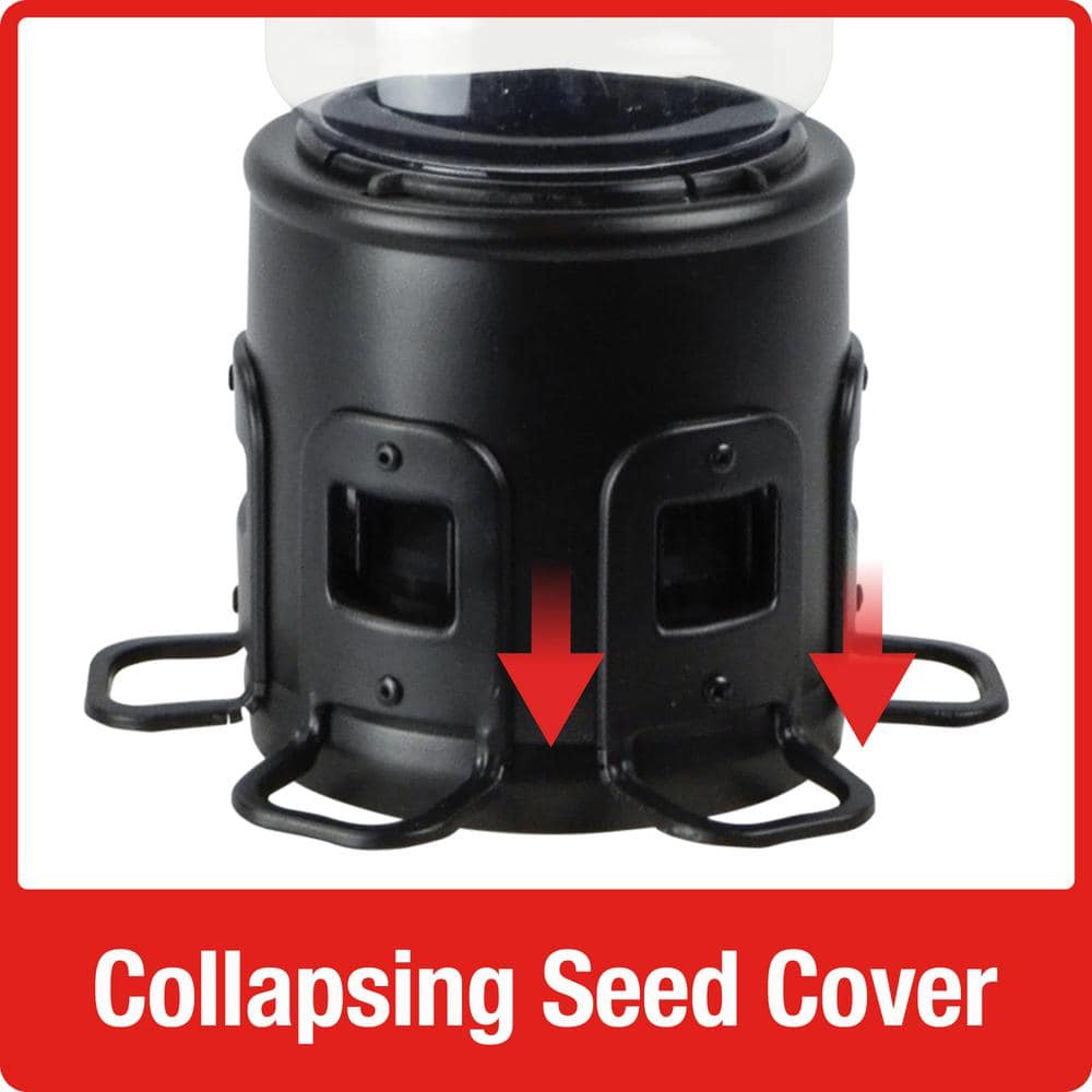 Black Metal and Plastic Squirrel Resistant Hanging Tube Feeder