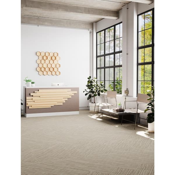 Croy - Reed - Beige Commercial/Residential 24 x 24 in. Glue-Down Carpet Tile Square (72 sq. ft.)