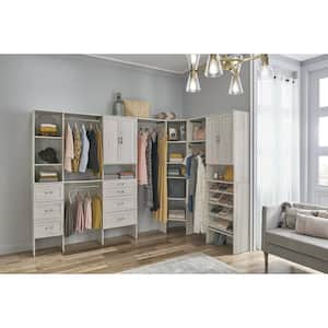 Style+ 73.1 in W - 121.1 in W Bleached Walnut Shaker Style Basic Plus Wood Closet System Kit