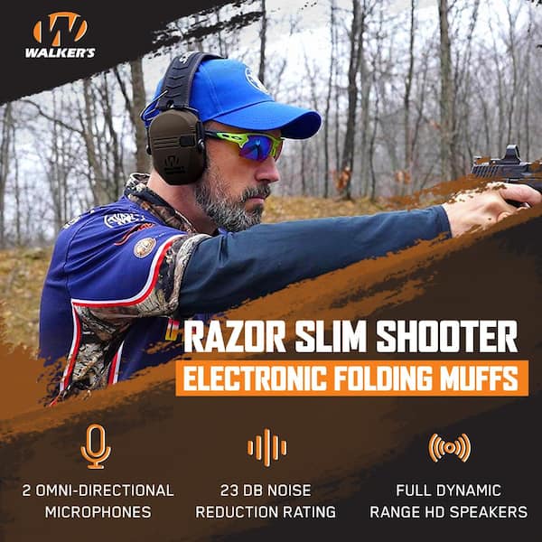 Razor Slim Shooter Electronic Hearing Protection Earmuff, (2 Pack)