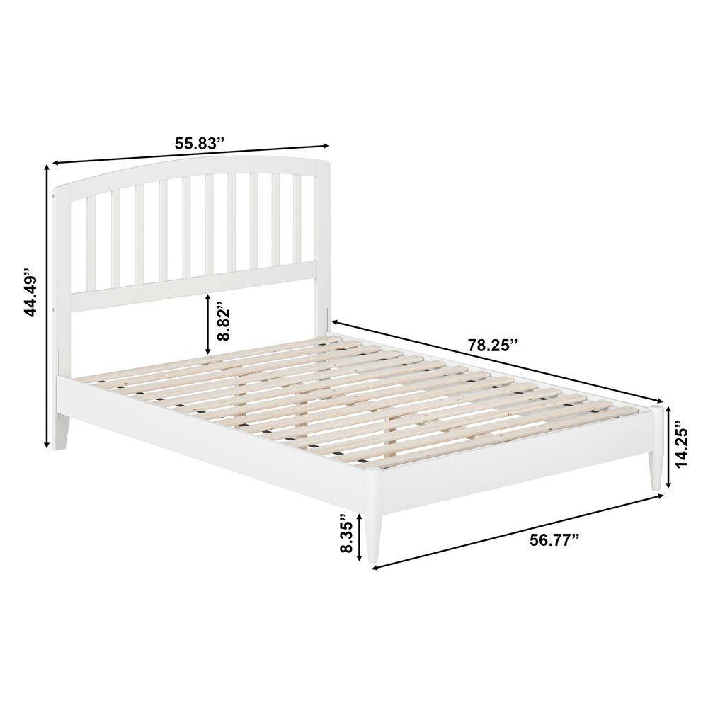 Quincy Full White Solid Wood Low Profile Platform Bed