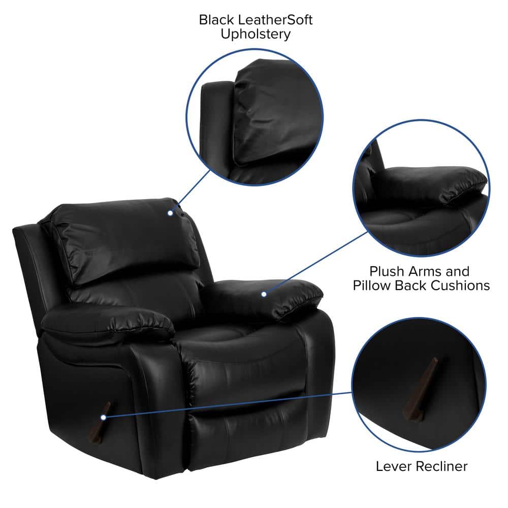 Black Leather Recliner with Spot Detailing