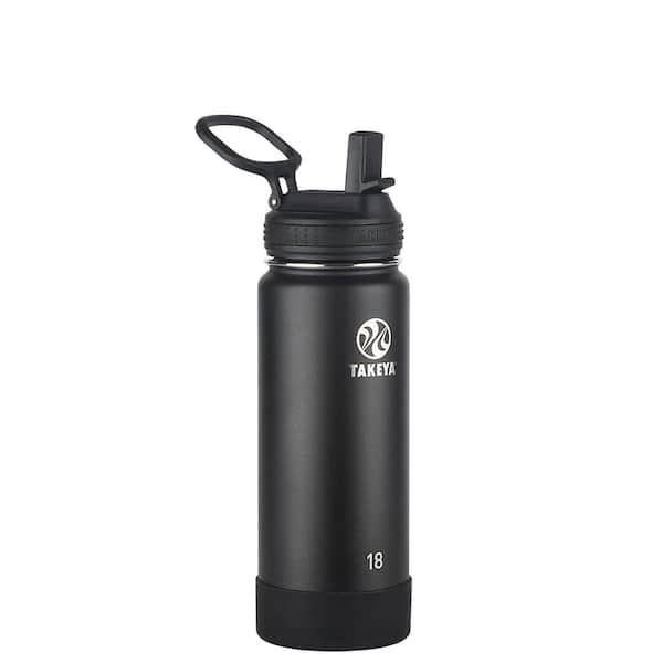 Takeya Actives 18 oz. Onyx Insulated Stainless Steel Water Bottle with Straw Lid