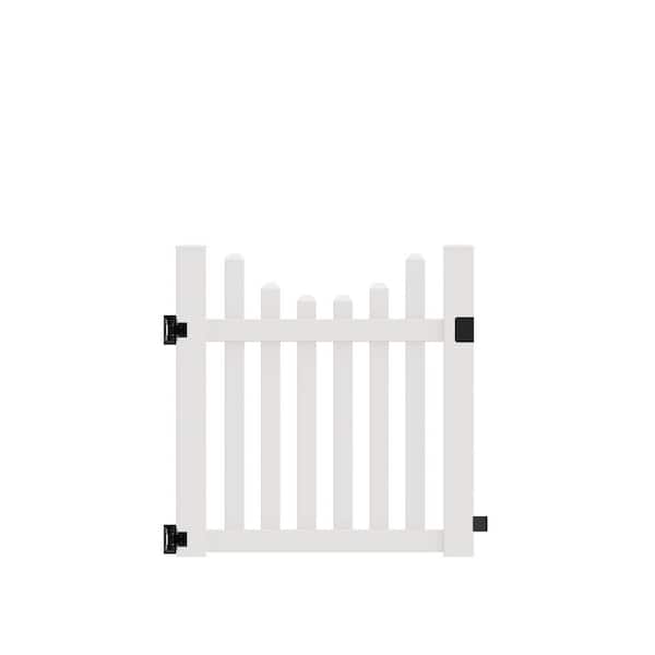 Barrette Outdoor Living Seneca Scallop 4 ft. W x 4 ft. H White Vinyl Un-Assembled Fence Gate