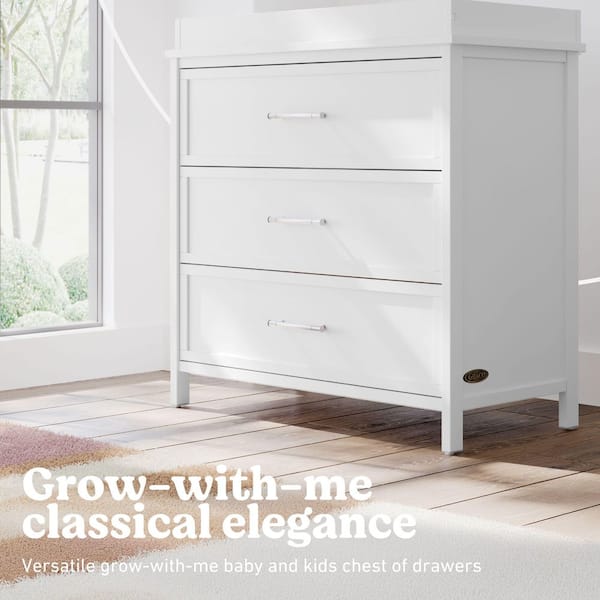 Graco Classic 3 Drawer Dresser with Removable Changing Topper - White