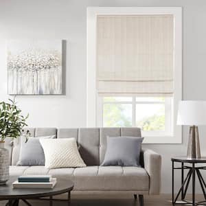Colm Ivory Cordless Light Filtering Basketweave Polyester Roman Shade 35 in. W x 64 in. L