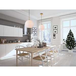 Timeless Home Blake 1-Light Brass Pendant with Frosted Glass Shade