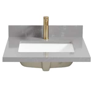 Malaga 25 in. W x 22 in. D Engineered Stone Composite White Rectangular Single Sink Vanity Top in Reticulated Gray