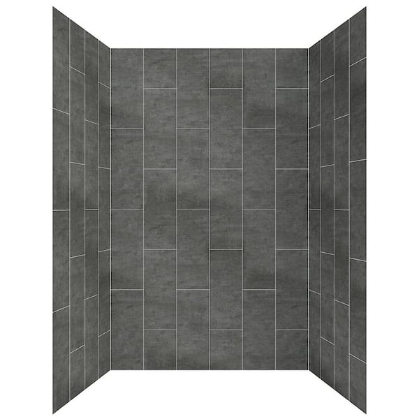 CRAFT + MAIN Jet Coat 48 in. L x 34 in. W x 78 in. H 5-Piece Glue Up Alcove Shower Surround in Slate