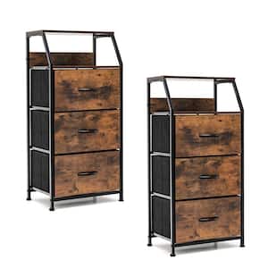 2PCS 18 in. W x 11.5 in. D x 36 in. H 3 Drawer Dresser w/Wood Top Sturdy Steel Frame Storage Organizer Dresser
