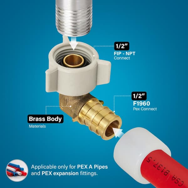 1/2 in. x 1/2 in. PEX A x FIP Expansion PEX Elbow, Lead Free Brass 90° for Use in PEX A-Tubing
