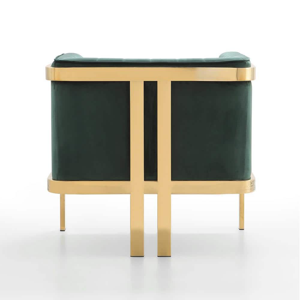Art Deco Blue Velvet & Polished Brass Geometric Accent Chair