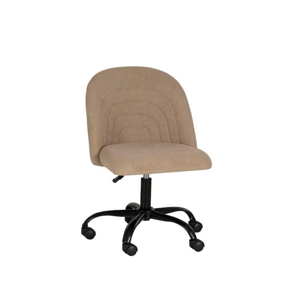 Linon Home Decor Terri Fabric Seat Swivel Adjustable Height Office Task Chair in Beige