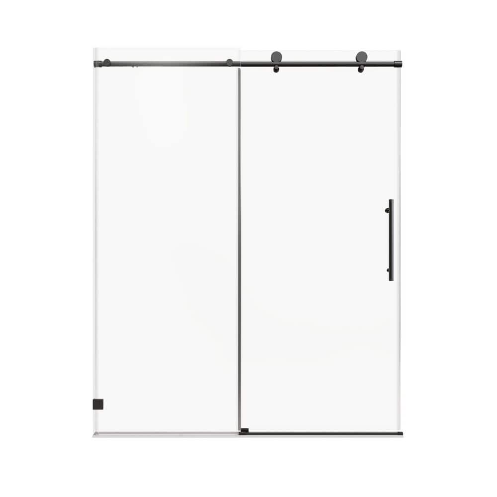 60 in. W x 74 in. H Single Sliding Frameless 5/16 in. SGCC Clear Tempered Glass Soft-Close Shower Door in Matte Black price history on PriceWatchPro