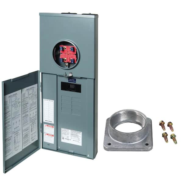 Homeline 200 Amp 8-Space 16-Circuit Outdoor Ringless Overhead/Underground Main Breaker CSED Bundle with 2 in. A Hub