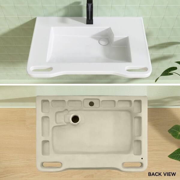 Zeafive 31.5 in. ADA Compliant Ceramic Sink Wall-Hung Accessible