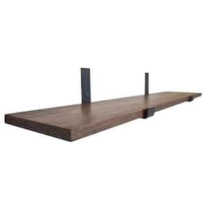 Metal and Wood Decorative Wall Shelf with Black Brackets