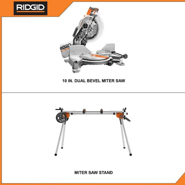 RIDGID 15 Amp 10 in. Corded Dual Miter Saw with LED Cut Line