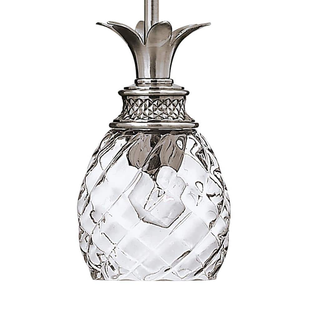 Polished Antique Nickel Mini Pendant with Clear Glass Shade