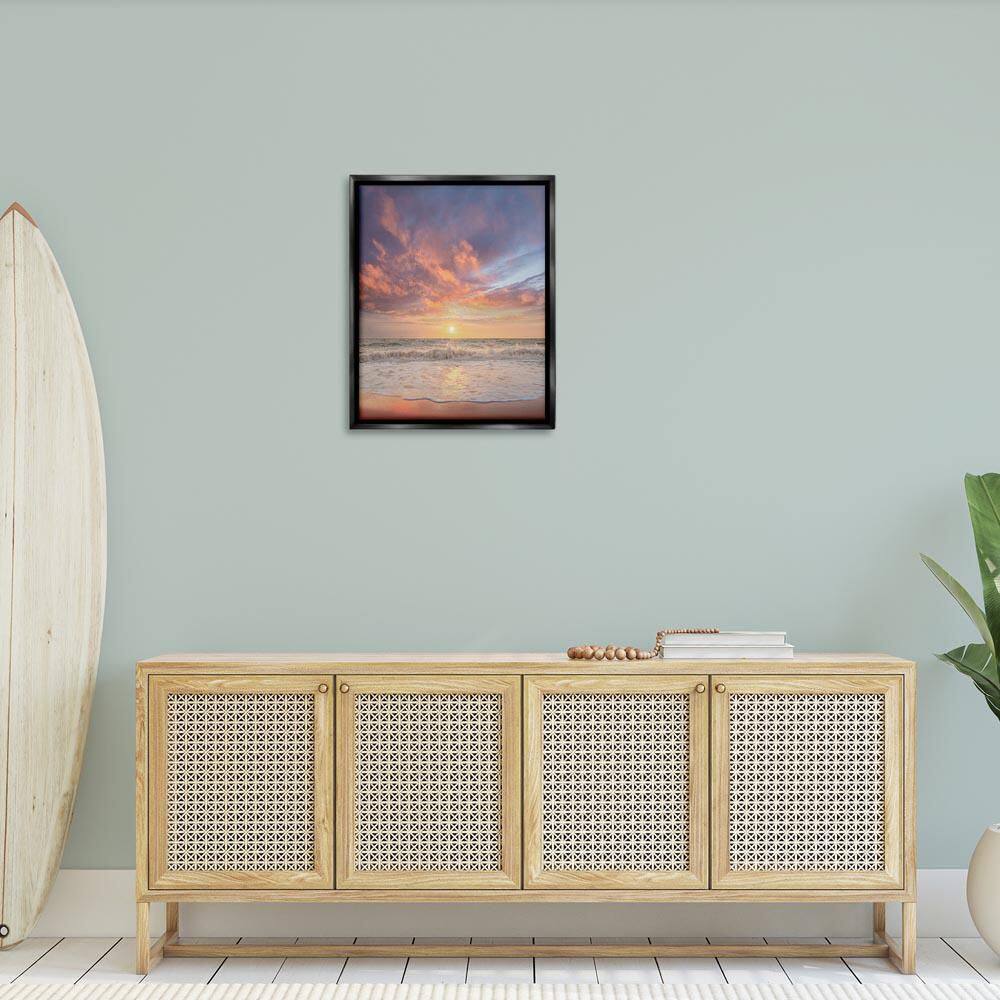 Sunlit Clouds over Beach by Mike Calascibetta Black Floater Frame Nature Graphic Art Print 31 in. x 25 in. price history on PriceWatchPro