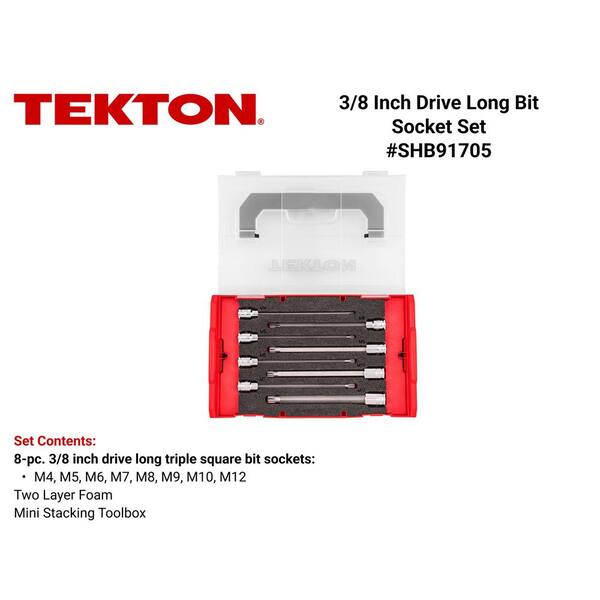3/8 in. Drive Long Triple Square Bit Socket Set with Mini Stacking Tool Box, 8-Piece (M4-M12)