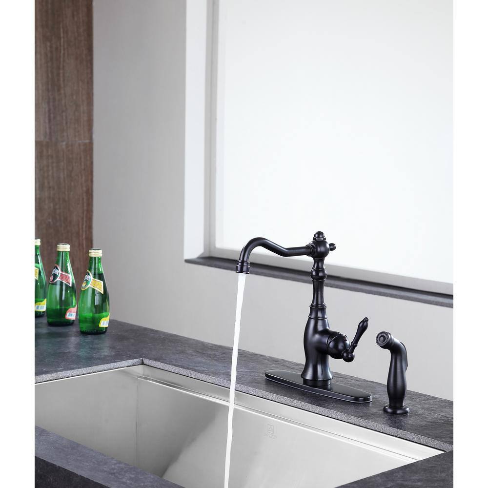 Highland Oil Rubbed Bronze Single-Handle Kitchen Faucet with Pull-out Spray