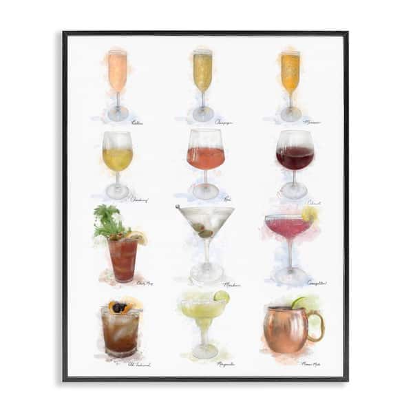 Stupell Industries Soft Artisanal Cocktails Menu by Matthew Piotrowicz Black Framed Food Giclee Art Print 14 in. x 11 in.