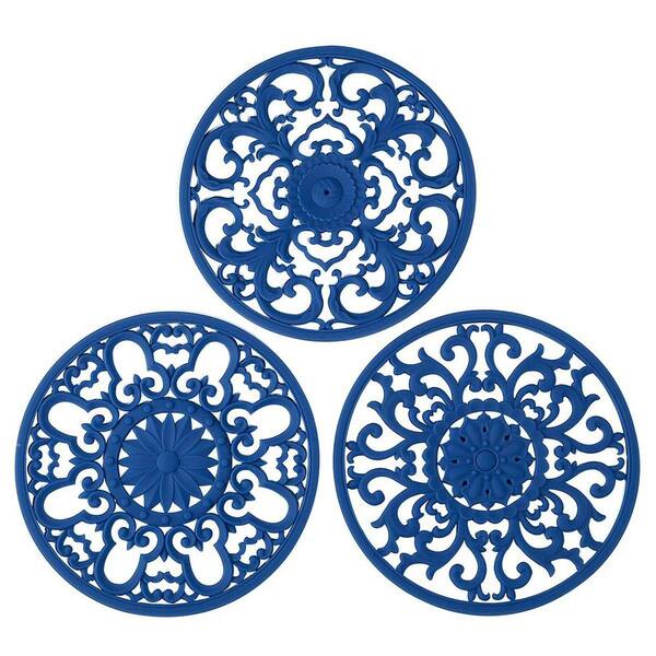 3-Pack Navy Blue Extra Thick Food Safe Silicone Trivet Mat for Hot Dishes, Non-Slip and High Heat Resistant Mat