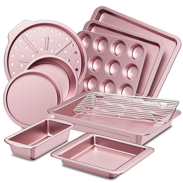 10-Piece Bakeware Sets, Baking Pans Set, Nonstick Oven Pan for Kitchen with Wider Grips, Rack and Multi-Type Baking Pans