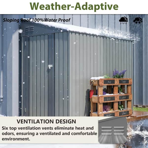 4 ft. W x 7 ft. D Lean-To Outdoor Metal Storage Shed with Lockable
